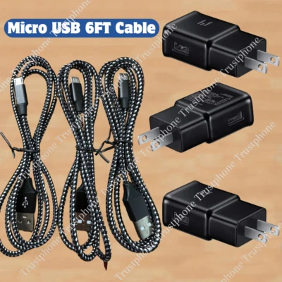 Cable micro USB de 6 pies cargador rápido adaptable 3X para Samsung Galaxy S6 S7 + Edge 15W Foto 1 de 4