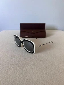 Gafas de sol Matsuda M2035 Sqaure - negro blanco - lentes espejadas plateadas hechas en Japón - Imagen 1 de 8