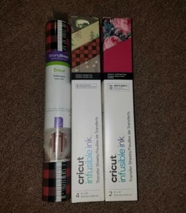 Cricut LOT of Infusible Ink Cabbage Rose & Campin' Out, StrongBond Lumberjack - Picture 1 of 5