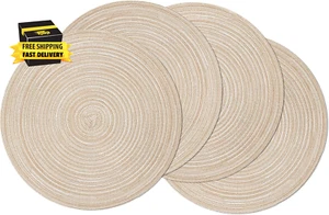 round Braided Placemats Set of 4 round Table Mats for Dining Tables 15 Inch Wash - Picture 1 of 9