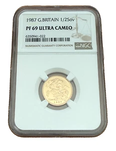 Great Britain 1987 Gold 1/2 Sovereign NGC PF69UC - Picture 1 of 2