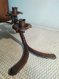 Vintage Wrought Copper Flower Candelabra. 49 Cm Long - Picture 1 of 6