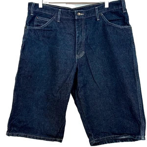Dickies Jeansshorts Herren dunkelblau Denim lang Skater entspannte Passform W36" x L14" gebraucht, in einwandfreiem Zustand - Bild 1 von 6