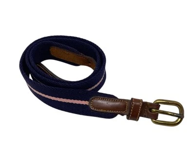 Dooney & Bourke Vintage Womens Purple Pink Stripe Canvas Brown Leather Belt 32 - Image 1 of 4