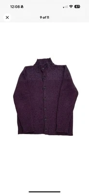 Mens XL ETRO Plum Purple Two Tone Wool Knit Button Front Cardigan Sweater - Image 1 of 4
