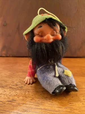 Vintage Plastic Doll Hillbilly Troll Sitting Figure Ornament RARE - Image 1 of 4