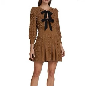Aslice + Olivia Kitty Bow Sweater Brown Dress Size XL NWOT - Picture 1 of 4