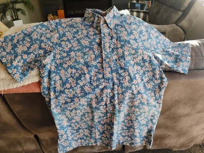 Vtg. Reyn Spooner Hawaiian Pullover Blue With Multi Color Flowers Commeritive/S - Image 1 of 4