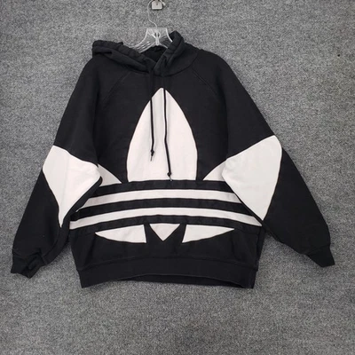 Adidas Hoodie Mens XL Extra Large Black Big Trefoil Logo Sweatshirt Pullover - Image 1 of 4