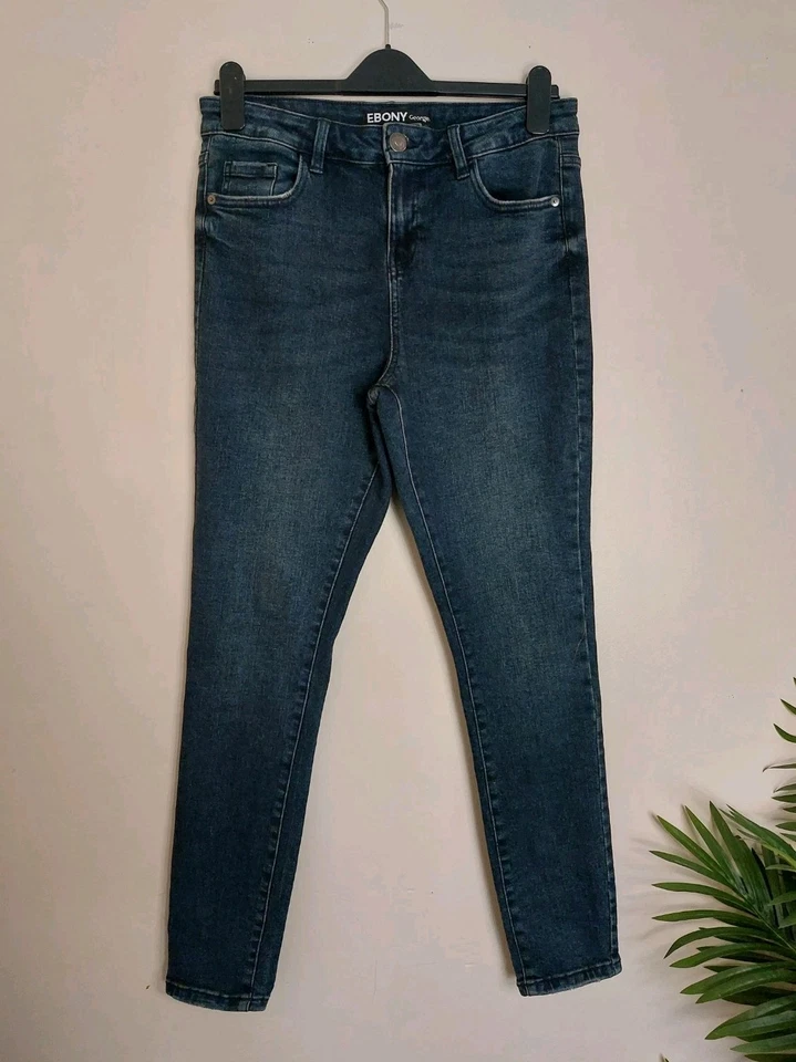 Ebony George Straight Slim Fit Female Jeans Dark Blue UK 12 - Image 1 of 4