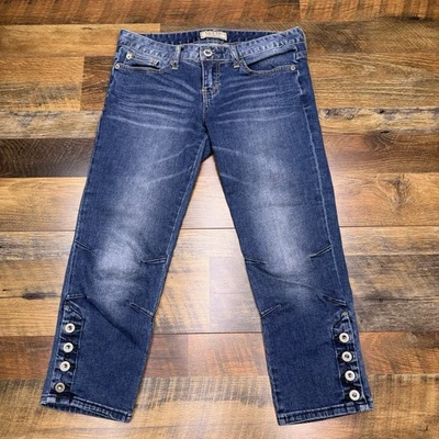 Pantalones de mezclilla Guess Capri para mujer 27 tiro bajo elásticos  Foto 1 de 4