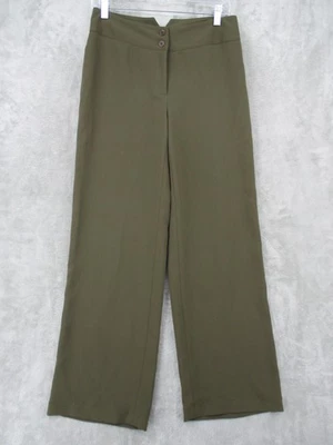 Yansi Fugel Pants Womens 4 Wide Leg High Rise Career Office Lightweight Olive - Image 1 of 4