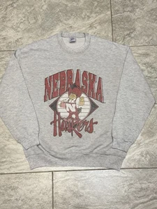 Sudadera de fútbol americano vintage años 90 hecha en EE. UU. Nebraska Cornhuskers talla grande tripulación - Imagen 1 de 4