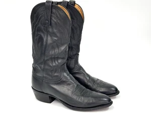 Lucchese 2000 Mens Size 10.D Black Soft Leather Western Cowboy Boots CLEAN - Picture 1 of 11