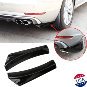 2x Universal Black Rear Bumper Splitter Fin Canards Diffuser Valence Spoiler Lip - Foto 1 di 7
