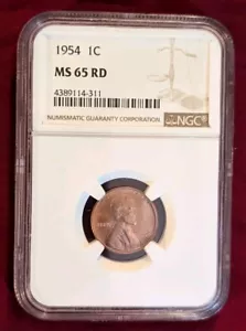 1954 Lincoln Wheat Cent Münze NGC MS 65 RD - Bild 1 von 4