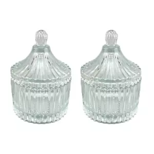 2x Sugar Bowl Candy Jar Glass Dish Lid Table Serving Small Sugar Container Box - Picture 1 of 2