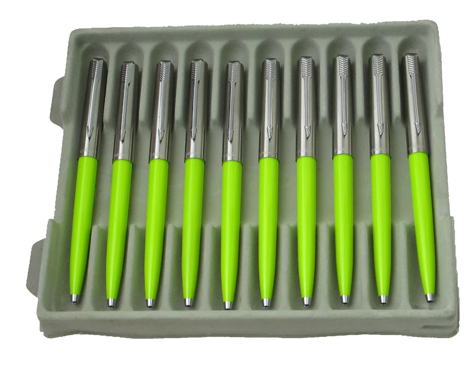 Lote de 10 bolígrafos Parker Jotter neón lima nueva tapa tinta azul activada Foto 1 de 1