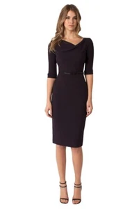 Black Halo Plum Jackie O 3/4 Sleeve Sheath Dress 16 NWT - Picture 1 of 6