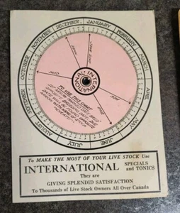 Circa 1910 International Stock Food Co Cardboard Farming Dial Calendar Promo  - Picture 1 of 2