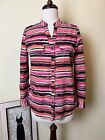Kim Rogers Tunic Size PS Petite Multicolor Retro Button Front Roll Tap Sleeves