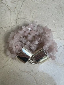 Ralph Lauren rose quartz beaded bracelet Silver Plated Clasp NWOT - Picture 1 of 2