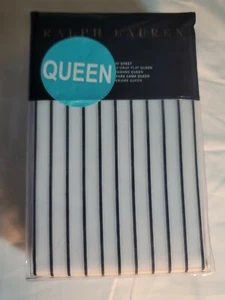 Lenzuolo piatto RALPH LAUREN Home Prescott righe QUEEN blu/bianco 240TC cotone $185 - Foto 1 di 5