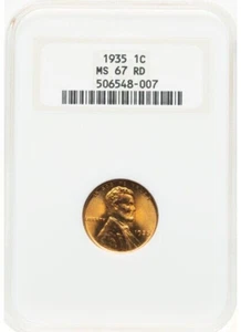 Lincoln Cent 1935 1C MS67 Rosso NGC - Foto 1 di 2
