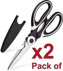 2 x Stainless Steel Kitchen Scissors Multi Purpose Heavy Duty Household Shears - Picture 1 of 18