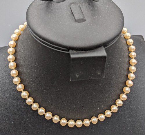 OFF WHITE Collana di perle finte bianco sporco crema 16" estremità regolabile