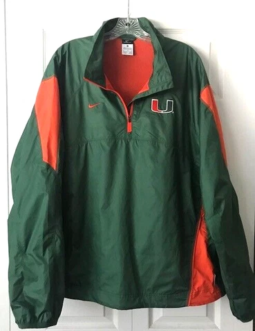 NIKE STORM-FIT UNIVERSITY OF MIAMI HURRICANES 1/4 ZIP PULLOVER JACKET (MEN'S XL) Cover