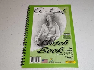 Libro de bocetos de artista diario de dibujo 30 hojas espiral 9"X 6" peso medio - Imagen 1 de 4