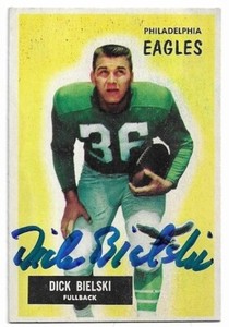 DICK BIELSKI 1955 Bowman Signed Autographed card #149 Philadelphia Eagles COA