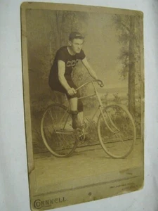 1893 Cabinet Photo, C.C.C. Buffalo NY Cyclist w/ Pneumatic Safety Racer Bicycle - Picture 1 of 9