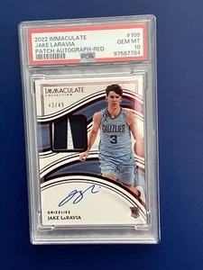 2022 Immaculate JAKE LaRAVIA Rookie Patch Autograph Red #/49. PSA 10 Pop 1 RC - Picture 1 of 2