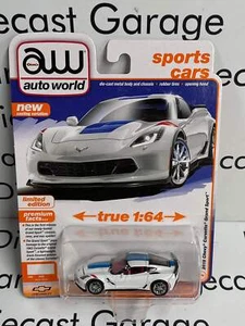AUTO WORLD 2018 Chevy Corvette Grand Sport White 1:64 Diecast Sports Cars - Picture 1 of 2