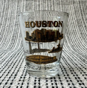 Houston Texas Skyline Astrodome & Other Famous Landmarks Souvenir Shot Glass - Picture 1 of 5