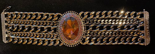 SPLENDIDO Braccialetto Metallo Pistola Multi Catena Cristallo Givenchy Swarovski