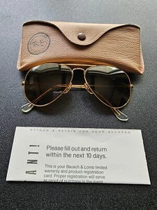 Ray-Ban Gold Aviator 3025 Brn Tint 58-14 35 Grams Sunglasses Vintage Brand New - Picture 1 of 6
