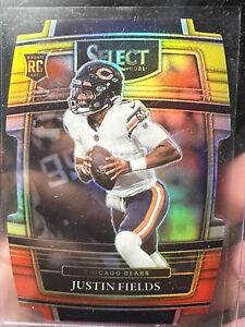 2021 Select Justin Fields Red and Yellow Prizm Die Cut Concourse RC - Bears