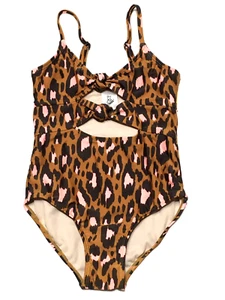 Art Class Girls' M (8) Wild Cat Leopard Spot Printed One Piece Cut Out Swimsuit - Picture 1 of 8