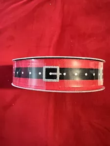 7/8” x 30 Ft. Red with Santa Black Belt Ribbon. Grosgrain - Picture 1 of 3