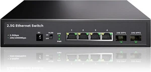 STEAMEMO IG204 4-Port 2.5Gbps Ethernet Networking Switch VLAN 6-port + 2x10G SFP - Picture 1 of 9