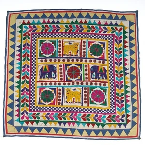 Arazzo da parete vintage artigianale ricamato decorativo tessuto cotone da appendere - Foto 1 di 6