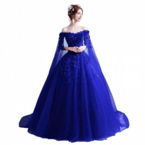 Women Off Shoulder Ball Gown Quinceanera Dresses Lace Floral Prom Sweet Dresses - Picture 1 of 17