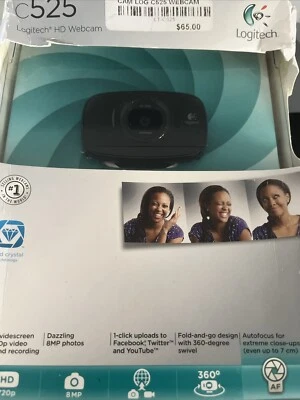 Retro Logitech C525 HD Webcam and Microphone 720p 8mp Swivel USB2.0 - Image 1 of 4