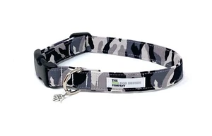 Collar de perro camuflado gris ajustable y plomo camuflaje de nieve a juego opcional - Imagen 1 de 5