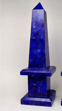 15" Marble Obelisk blue lapis Pietra Dura Mosaic Inlay antique home decor