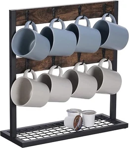 Vintage Holz Kaffeebecher Halter Stand, 2 Tier Countertop Mug Tree Halter Rack - Picture 1 of 7