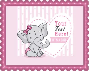 It's a Girl Elephant Baby Shower - Edible Cake Topper or Cupcake Topper - Picture 1 of 15